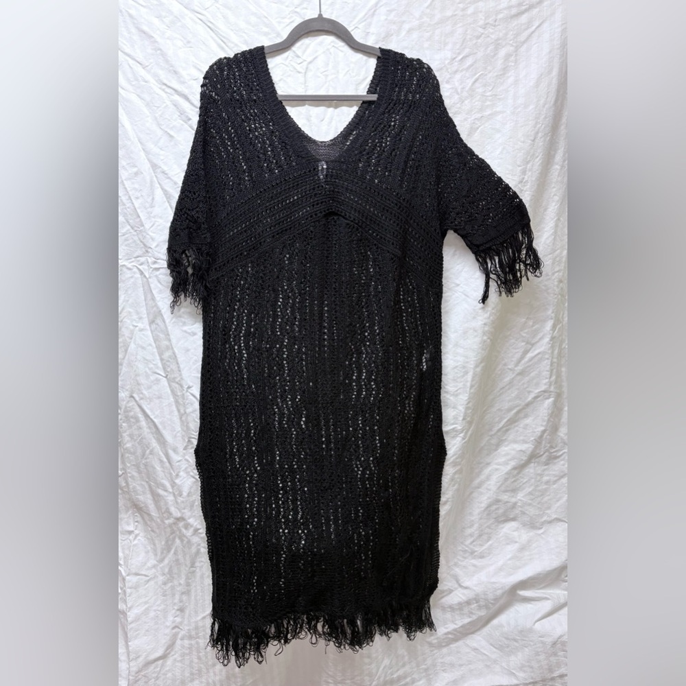 Black Crochet Fringe Dress